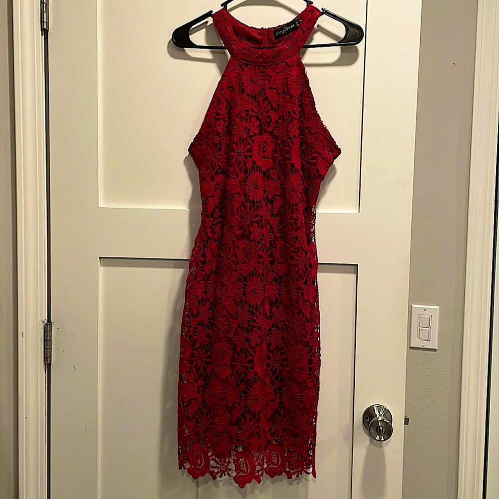 Red halter top dress